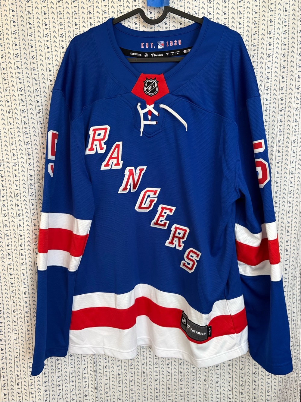 Fanatics New York Rangers Blue Red White Hockey Jersey